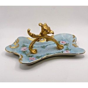 Vintage Floral Ring Holder Trinket Dish Used